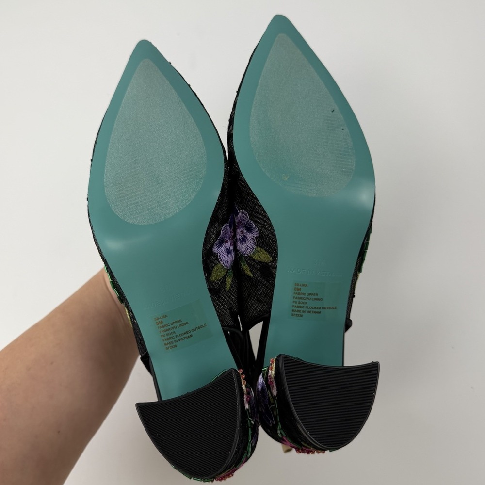 Betsey Johnson Heels Womens 8 Lira Floral Pump Embroidered Beaded Slingback NEW - Picture 7 of 12